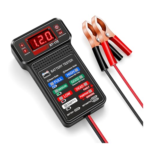 Car Battery Tester with LED Indicator & LCD Display,Battery Load Tester 12V Automotive for Real-Time Voltage Detection,Alternator Testers Automotive Tools with Alligator Clips