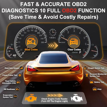 TopDiag T300PRO Car Code Reader & 12V/24V Battery Tester, Automotive Scan Tool for Check Engine Light, Live Data, and Car Battery Health Analyzer for DIYer - color: T300PRO-RED