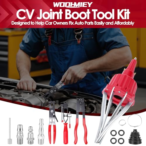 Pneumatic CV Boot Expander Spreader Tool Kit, Installation Removal Repair Kit with 3 Clamp Pliers 15 Pairs Hose Clamp, Universal CV Joint Boot Tool Compatible with ATV UTV (Red) - color: Red