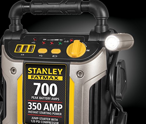 Stanley J7CS 700 Peak Amp Automotive Jump Starter, Portable Power – Triple 15W USB Ports, 120 PSI Air Compressor - size: 700 Amps