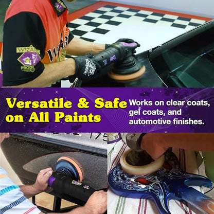 Wizards Buffing Polisher Kit – Foam Cutting Polishing Pads with Wax and Compound - Car Auto Body Scratch Remover - Orbital Buffer Attachment for Painted Surfaces - Paint Correction and Polishing