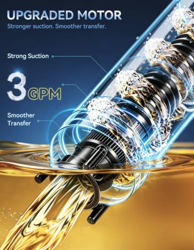 Fuel Transfer Pump, 3GPM Battery Powered Electric Siphon Pump for Gasoline Diesel Water, with All-Weather Hose, Portable Gas Can Pump for Fuel Transfer, Ultra-Fast Oil Transfer Pump - size: S