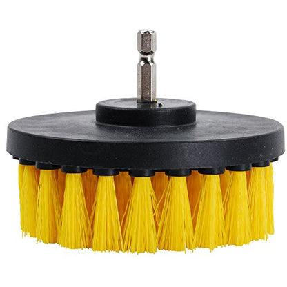 HIFROM 2 PCS, Soft and Medium Drill Brush Power Scrubbing Brush Drill Attachment for Cleaning Showers, Tubs, Bathrooms, Tile, Grout, Carpet, Tires, Boats,Upholstery - color: White+orange