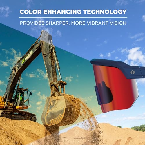 Ergodyne Skullerz AEGIR Safety Sunglasses, High Contrast Color Enhancing Mirrored Lenses, ANSI z87.1 - color: High Contrast Red Mirror Lens