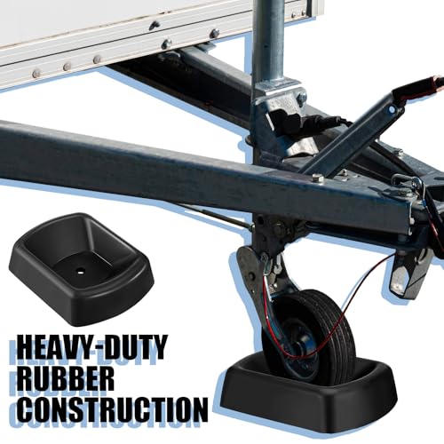 Threehoney 2 Pcs Jack Wheel Chock Rubber Caster Trailer Jack Caster Wheel Dock Heavy Duty 6 Inch Stabilizer Single Stopper Transport for Travel Trailer Cargo Camper Boat Roller Stopper