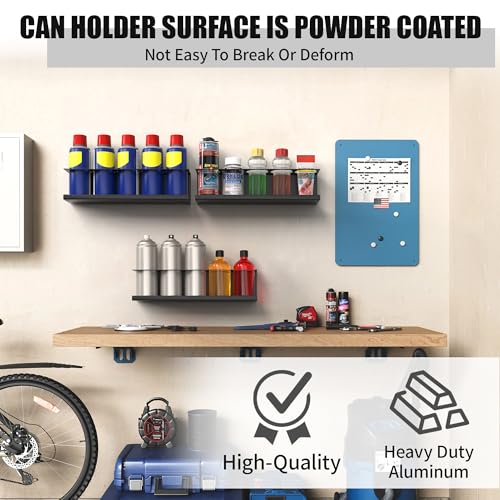 Riciakik 2 Pack Wall-Mounted Aerosol Spray Can Holder Storage Rack, Heavy-Duty Paint Bottle Organizer With 10 Holes, Black Spray Steel Rack for Garage, Shop, Home or Tool Trailer - style: 2 Pack