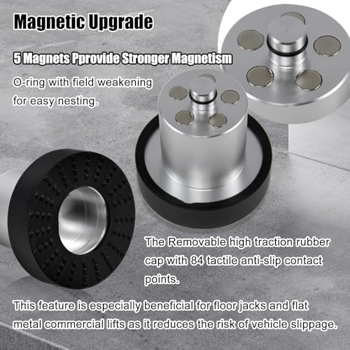 RULLINE Magnetic Jack Pad Lift Point Adapter Kit Compatible with Rivian R1T & R1S -4 Pack with Storage Zippered Case