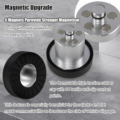 RULLINE Magnetic Jack Pad Lift Point Adapter Kit Compatible with Rivian R1T & R1S -4 Pack with Storage Zippered Case
