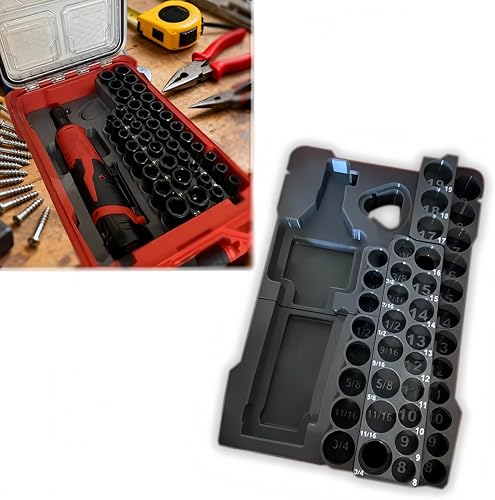 Organizer Insert for Milwaukee Packout, Compatible with M12 Ratchet and with 3/8 Inch Socket Set, Tool Tray with Secure Storage Compartment
