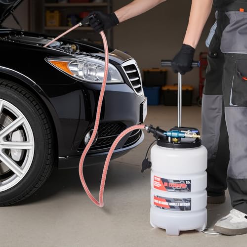 VEVOR Fluid Extractor, 9.5 L Capacity, Pneumatic/Manual Vacuum Oil Extractor Pump with 59 in Long Horse & Three 47 in Extension Tubes, Oil Change Pump with PE Tank for Cars, Lawn Mowers, Boats