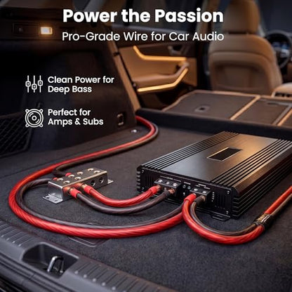 GEARit 8 Gauge Wire 50 ft Red, 8 AWG Battery Cable CCA, Copper-Clad Aluminum Power Cable for Car Audio Amp, Automotive, RV - color: 8 Gauge Wire, size: Red - 50ft