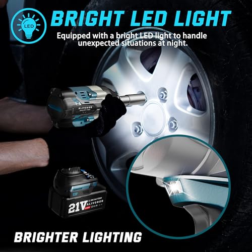 Upgrade 1500N.m/1150 Ft-lbs Cordless Impact Wrench, 2x 5.0AH Battery, 1/2 Inch Electric Impact Gun, Fast Charger, Power Impact Wrench for Truck RV Heavy-duty, 6 Sockets(17mm,18mm,19mm,21mm,22mm,24mm) - style: 1500N.m/1150Ft-lbs