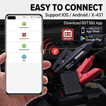 Launch Upgraded BST360 6V 12V Car Battery Tester, Bluetooth Battery Load Tester Charging Cranking System Analyzer for Android/iPhone/Launch X431, 100-2000 CCA Alternator Tester Voltmeter