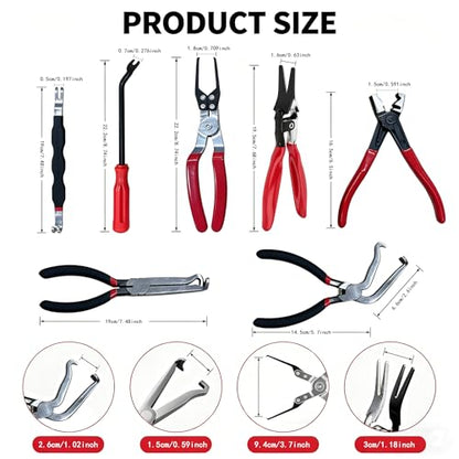 9PCS Disconnect Pliers Electrical Connector Removal Tool with Bag and golve | Hose Clamp Pliers & Fuel Line Disconnect Tool Set, Safe Tight Engine Bay Repair, Electrical Connector Removal & Maintenance
