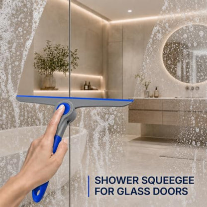 DSV Standard 10" Heavy Duty Blue, Grey Window Cleaning Squeegee, Handheld Squeegee for Glass Doors, Windows, Car Windshields & More - color: Blue