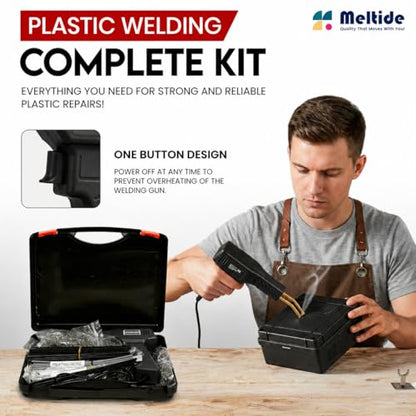 Upgraded 220W Plastic Welder Kit – Black Edition | 2-in-1 Hot Stapler & Plastic Welding Gun for Car Bumper Repair | Fix Cracked Plastic in Seconds | 1000 Staples, 100 Welding Rods | DIY Repair Tool - color: Black