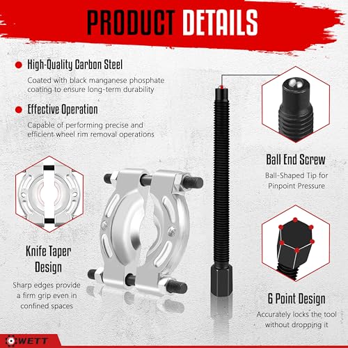 WETT Bearing Puller and Splitter Set, 14-Piece Heavy Duty Pinion Wheel Removal Hub Axle Bearing Puller Tool Set, 5 Ton Capacity Bearing Separator with 2" & 3" Bearing Separator Jaws
