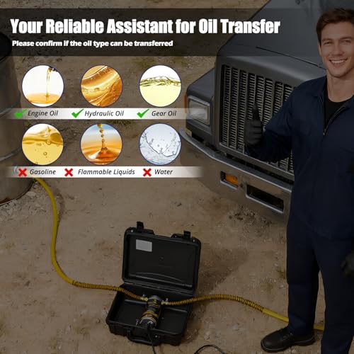 Electric Oil Extractor Pump 12/24V 100W, High Flow Oil Change Pump with Anti-Kink Hose, Transmission Fluid Transfer Pump for Automotive, Marine, Boats, Jet Ski, Lawn Mowers, DIY Oil Transfer - color: B-Yellow Hose