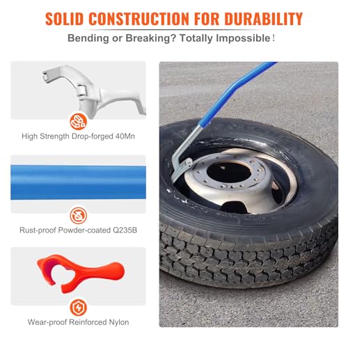 VEVOR Tire Mount Demount Tool 22.5" to 24.5" Tire Changer Steel Bead Breaker Extra Bead Holder Tubeless Truck Manual Tire Changing Tools for Car Repairing(Blue) - color: Blue