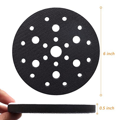 5 Pack Interface Pads, 6 Inch 25 Holes Hook and Loop Soft Density Sponge Cushion Buffer Backing Pad, Foam Sanding Interface Pads for Orbital Sander Automotive Woodworking Polishing - size: 6 inch 25 Hole - 5 Pack