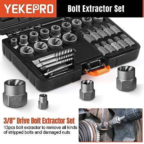 40 Pcs Bolt & Screw Extractor Set with Left Hand Cobalt Drill Bit Set, Easy Out Broken Stripped Screw Removal Tool for Damaged, Frozen, Studs, Rusted, Rounded-Off Bolts, Nuts & Screws, T15139 - size: 40-Piece Bolt & Screw Extractor Set