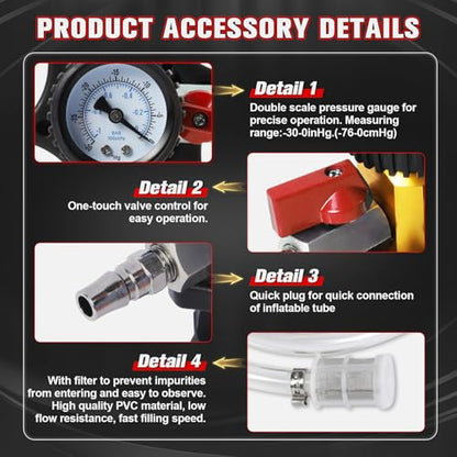 PLAYOCCAR Coolant Vacuum Refill Kit Universal with Pressure Gauge & 7 Adapters | For Automotive Cooling System, Includes Hoses, Radiator Pressure Tester, Works on All Vehicles