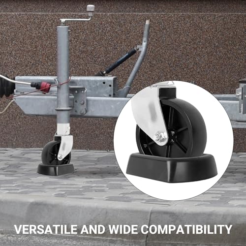 AR-PRO Jack Wheel Chock Stabilizer - Heavy Duty Rubber Travel Trailer Jack Caster Wheel Dock 6" Single Wheel Stopper for Boat RV Trailers and Caravans