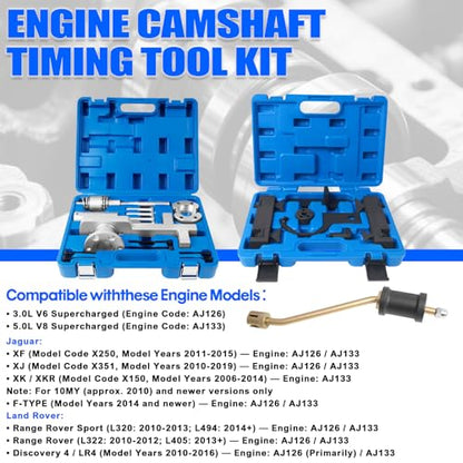 Professional Timing Tool Kit for Jaguar & Land Rover 3.0L V6 / 5.0L V8 Supercharged Engines (2010+ My) - Includes Camshaft Lock, Crankshaft Pulley Puller & Installer, Fuel Injector Puller