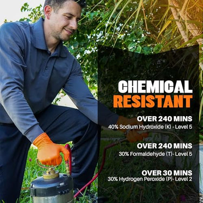 GRIPXX Herkules Grip Heavy Duty 8Mil Orange Nitrile Gloves,3D Raised Diamond Texture-Latex & Powder Free-Industrial, Mechanic (1, Large) - size: Large, style: Orange - 100 Count
