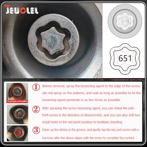 651 Wheel Locking Nut Key for Nissan Infiniti, 21mm Lock Bolt Inner Dia Wheel Anti-Theft Lug Nut Hand Repair Removal Tool - size: socket 651