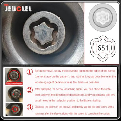 651 Wheel Locking Nut Key for Nissan Infiniti, ID 21mm Lug Socket | Wheel Lock Nut Socket Adapter, Anti-Theft Lug Nut Removal Tool, Anti-Theft Screw Remover, Repair Tool, Tyre Fitting, garage - size: socket 651