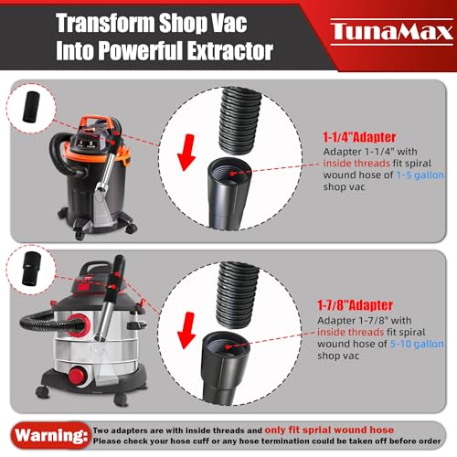 TunaMax Extractor Tool Hand Wand with Clear Head for Upholstery & Carpet Cleaning, Car Detailing Vacuum Wand for Portable Extractors & Truckmounts | Turn Shop Vac into an Extractor