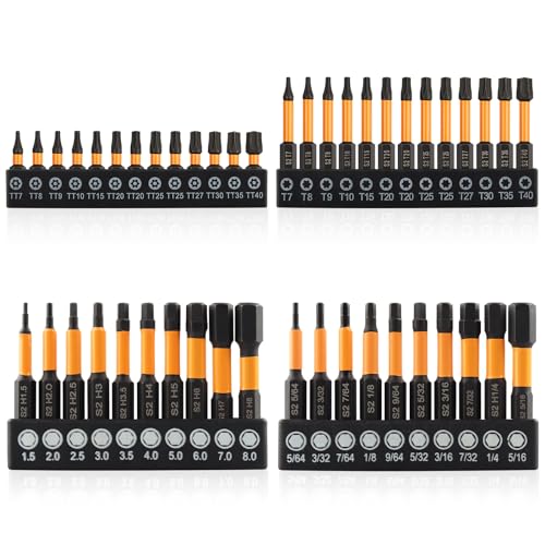 46 Pcs Screwdriver Bit Sets, Torx Bit Set T7-T40 & Allen Wrench Drill Bit | 1/4” Hex-Shank S2 Steel Hex Bits Set, 1” & 2” Long - style: 46 Pcs
