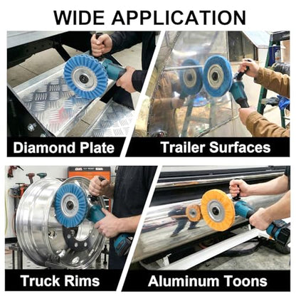 Upgrade 8" Airway Buffing Wheel, 11Pcs Aluminum Polishing Kit, Flange-Free Installation, 5/8" Arbor Hole Aluminum Metal Wheel Polishing Kit with Extension for Angle Grinder Mirror Finish