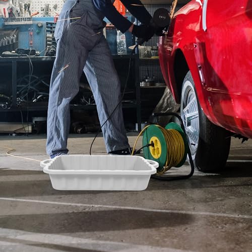 CALLARON 23.5" Car Oil Drain Pan - Heavy Leakproof Oil Collector Pan, Plastic Large Transmission Drain Pan, White Changing Oil Pans for Car Truck Engine, Transmission, Automotive Accessories - color: White