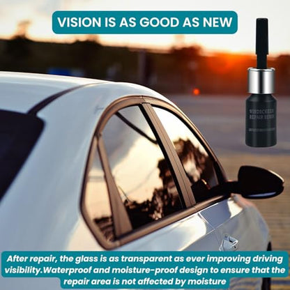 Windshield Crack Repair Kit, 2026 Upgraded Nano Resin - 5 Min Quick DIY Repair for Bullseye/Star Cracks, Long-Lasting Glass Repair Liquid for Car Windshields, Mirrors & Laminated Glass
