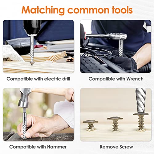 5Pcs Screw Extractor Set Spiral Flute Bolt Extractor Set Cr-MO Easy Out Bolt Extractor Set for Removing Stripped Screws and Broken Bolts - size: 5PCS