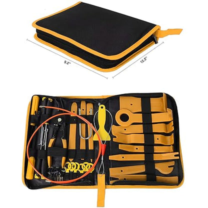 GOOACC 40Pcs Trim Removal Tool,Auto Terminal Removal Key Tool,Auto Clip Pliers Stereo Removal Tools,Car Upholstery Repair Removal Kit,Precision Hook and Pick Set,Wiring Threader,Car Film Scrape-Yellow - color: Yellow