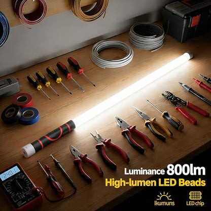 30" Flexible LED Work Light, Rechargeable Bendable Mechanic Light | Rubber Body, 800Lm, 6000K White, 3 Modes, 7H Battery, Hands-Free, Indoor Outdoor, Car Repair, Camping, USB Rechargeable