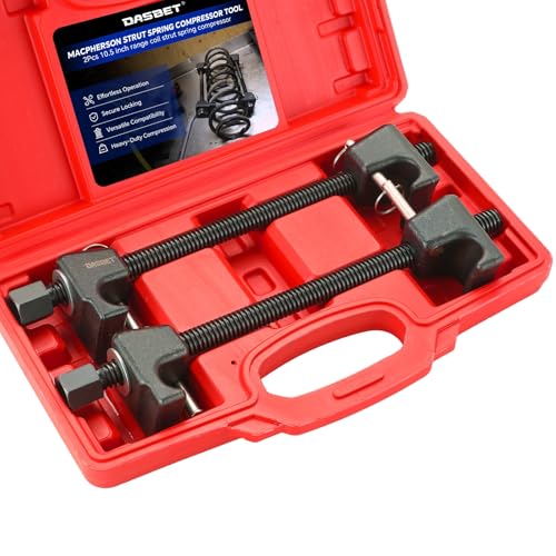 DASBET Macpherson Strut Spring Compressor Tool Kit 2PCS | Coil Spring Compressor with Detent Pins Spring Compressor with 10.5in Range for Suspension Work - color: Red