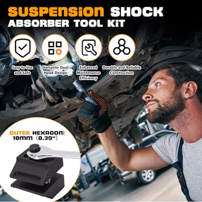 Suspension Shock Absorber Tool Kit - Strut Spreader, Steering Knuckle Separator, Pry Bar Wrench Adaptor, Lower Control Arm Pry Tool for Easy Car Suspension Disassembly & Assembly