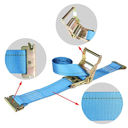 ANLULOAD Wheel Chock Tie Down Kit,2Straps & 4Chocks,Bs:4,400Lb,L:2in*8Ft. | E Track Tie Down System for Atv,Utv,Lawn Mower.