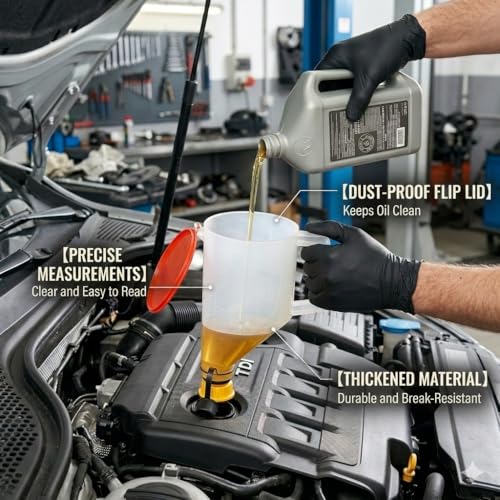 VCC 17-Piece No-Spill Oil Funnel Kit, 1.5QT Engine Oil Change & Refill Funnel with 12 Threaded Adapters, Leak-Proof Oil Filling Tool for Cars, Trucks, SUVs, Motorcycles & ATVs