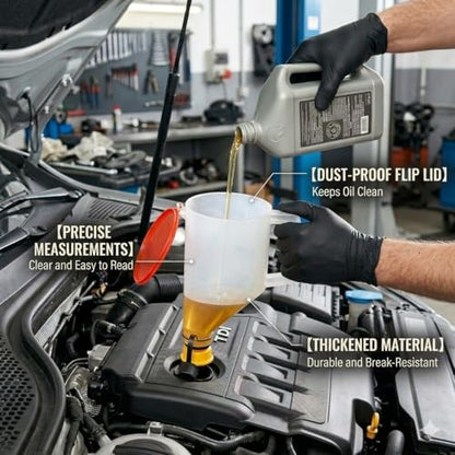 VCC 17-Piece No-Spill Oil Funnel Kit, 1.5QT Engine Oil Change & Refill Funnel with 12 Threaded Adapters, Leak-Proof Oil Filling Tool for Cars, Trucks, SUVs, Motorcycles & ATVs