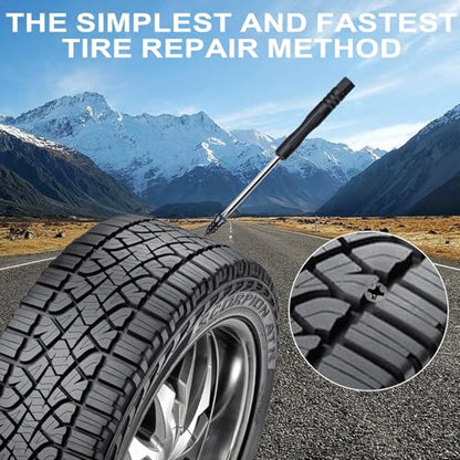 60PCS Tire Repair Rubber Nails, Screw in Tire Repair Nails Kit with a Screwdriver, Tire Repair Screws, Self-Service Tire Plugs Screw Type, Tire Repair First Aid Kit for Car, Motorcycle, Truck