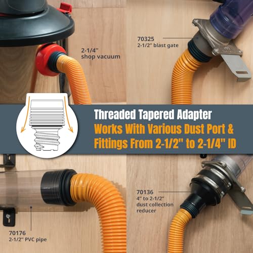 POWERTEC Power Tool Hose Kit with 16’ Vacuum Hose, 4 Quick Change Adapters & Threaded Coupler – Dust Collector Hose Kit for Connecting Table Saw, Power Tools to Shop Vacuums and Dust Collection System - size: 16 Ft. Hose Kit