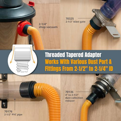 POWERTEC Power Tool Hose Kit with 16’ Vacuum Hose, 4 Quick Change Adapters & Threaded Coupler – Dust Collector Hose Kit for Connecting Table Saw, Power Tools to Shop Vacuums and Dust Collection System - size: 16 Ft. Hose Kit