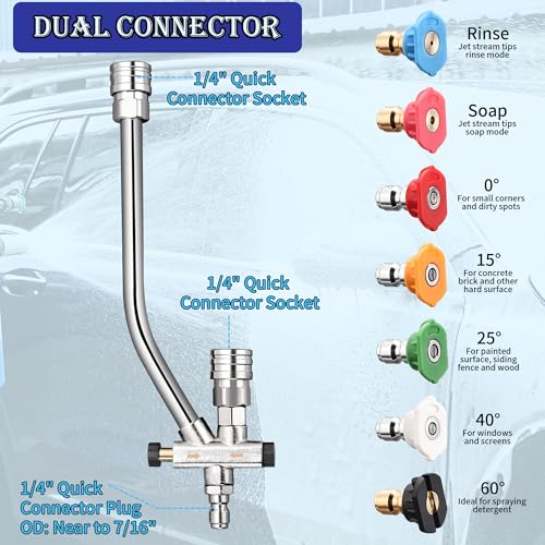 Foam Cannon for Pressure Washer with Dual Connector, Balabulala Car Foam Cannon with Dual Adapter, 1/4" Quick Connect,4200 PSI