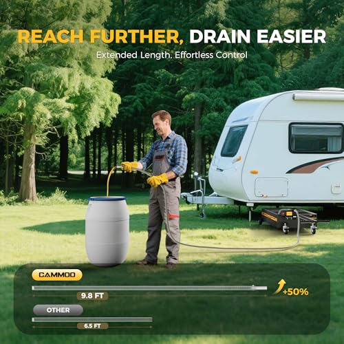 CAMMOO 20 Gal Electric Oil Drain Pan with Pump, Black | 110V 200W High-Flow Pump,9.8 FT Hose,Folding Handle,2 Locking Swivel Casters & 2 Directional Wheels - color: Black