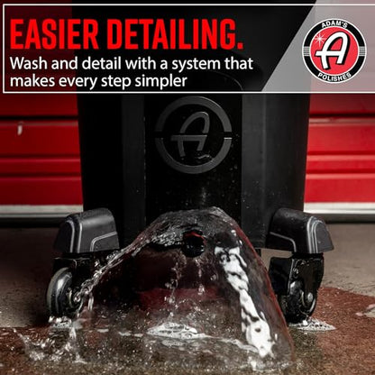 Adam's Double Complete Premium Detailing Bucket - Car Wash Bucket with Grit Guard, Seat Pad, Organization Rack, Drain Plug, 2 Locking Wheels | Innovative Detail 5 Gallon Bucket Kit System - size: Double Bucket